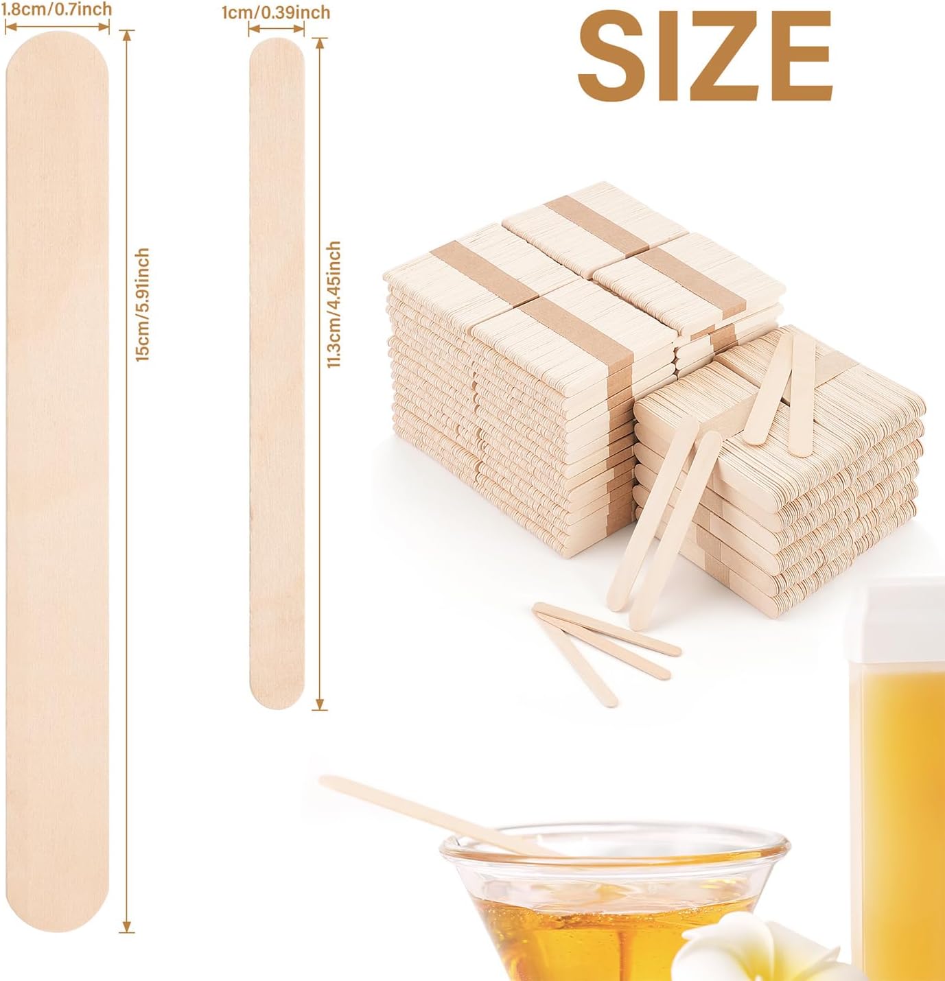 2 Style 2000 Pcs Wax Sticks for Hair Removal Splinter-Free Wooden Waxing Sticks Large Wax Applicator Sticks Wax Stick for Body and Face, Craft Sticks,Popsicle Sticks, 6-Inch & 4.5-Inch