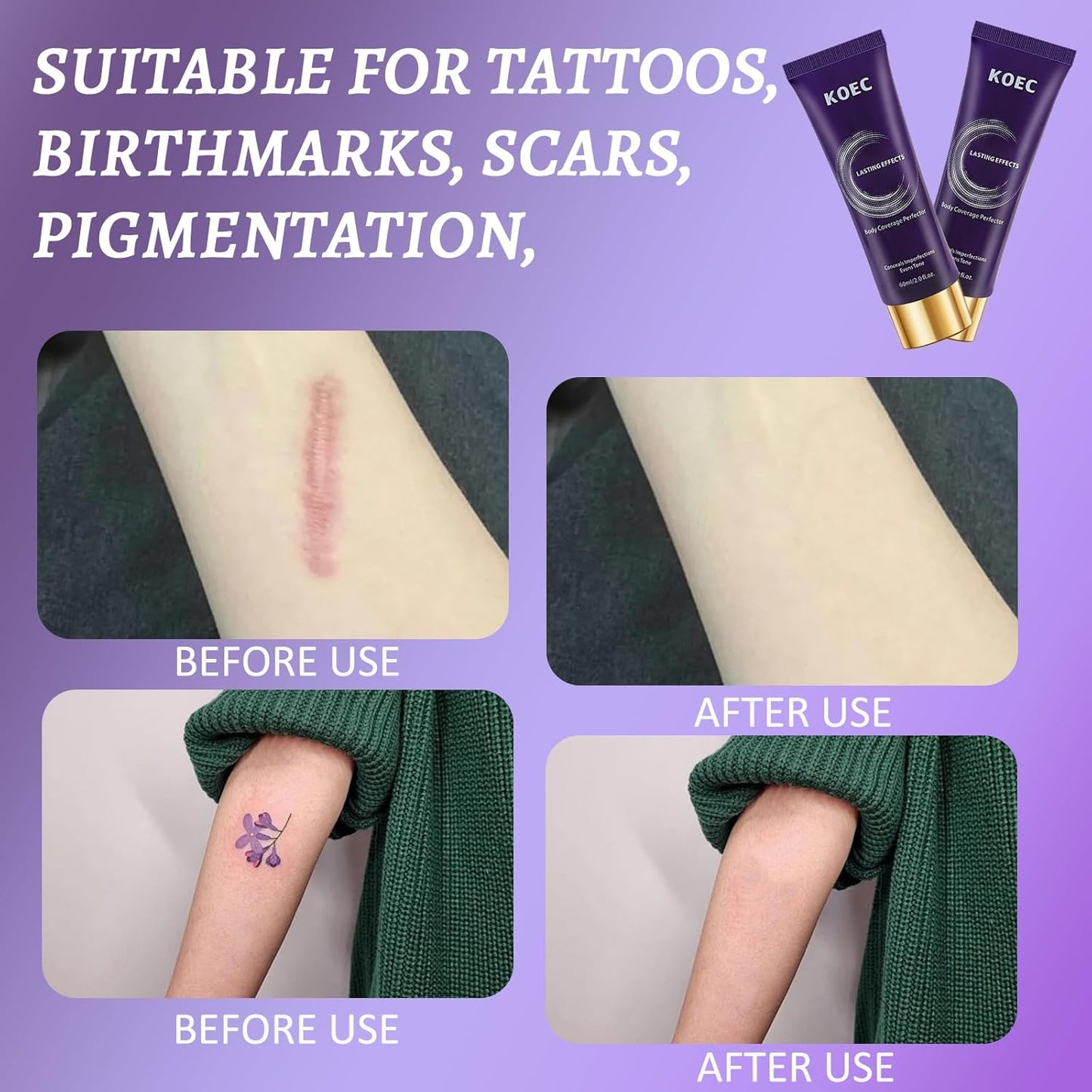 Body Coverage Perfector - Waterproof Leg & Body Makeup, Tattoo Cover Up, Scar & Vein Concealer, 24H Wear, Natural Radiance, 3.5 Oz (Natural Radiance)