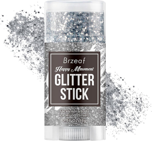 Brzeaf Halloween Body Glitter Stick, Waterproof & Long Lasting, Hair Eyeshadow Face Body Glitter, Singer Concert Music Rave Festival, Glitter Stick Makeup & Face Glitter Gel