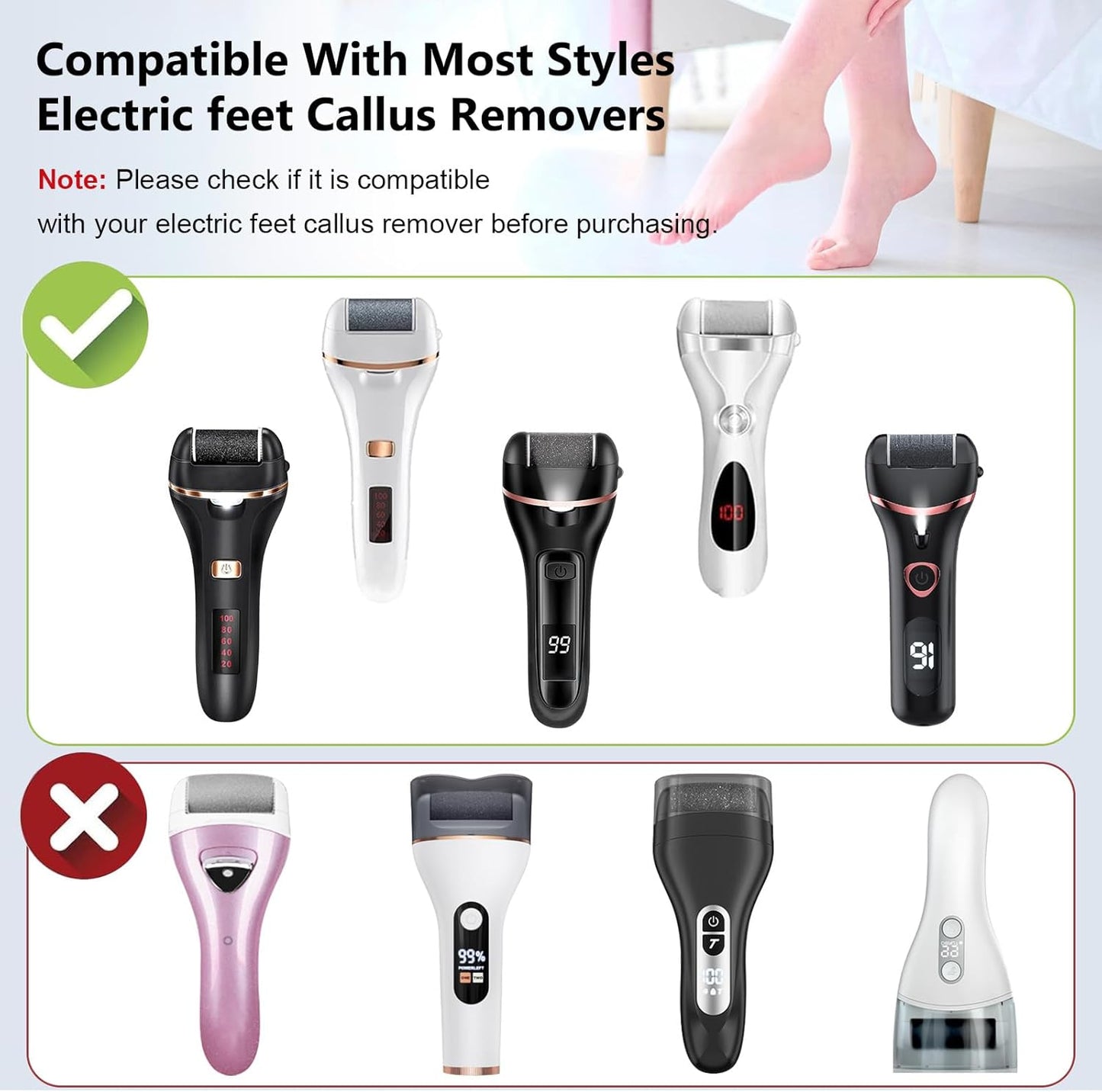 6 Pack Replacement Roller Refill Heads for Electric Foot Callus Remover, Electric Pedicure Tools Refill Heads with Extra, Regular, Fine Coarse 2 Each, Foot File Refill Roller