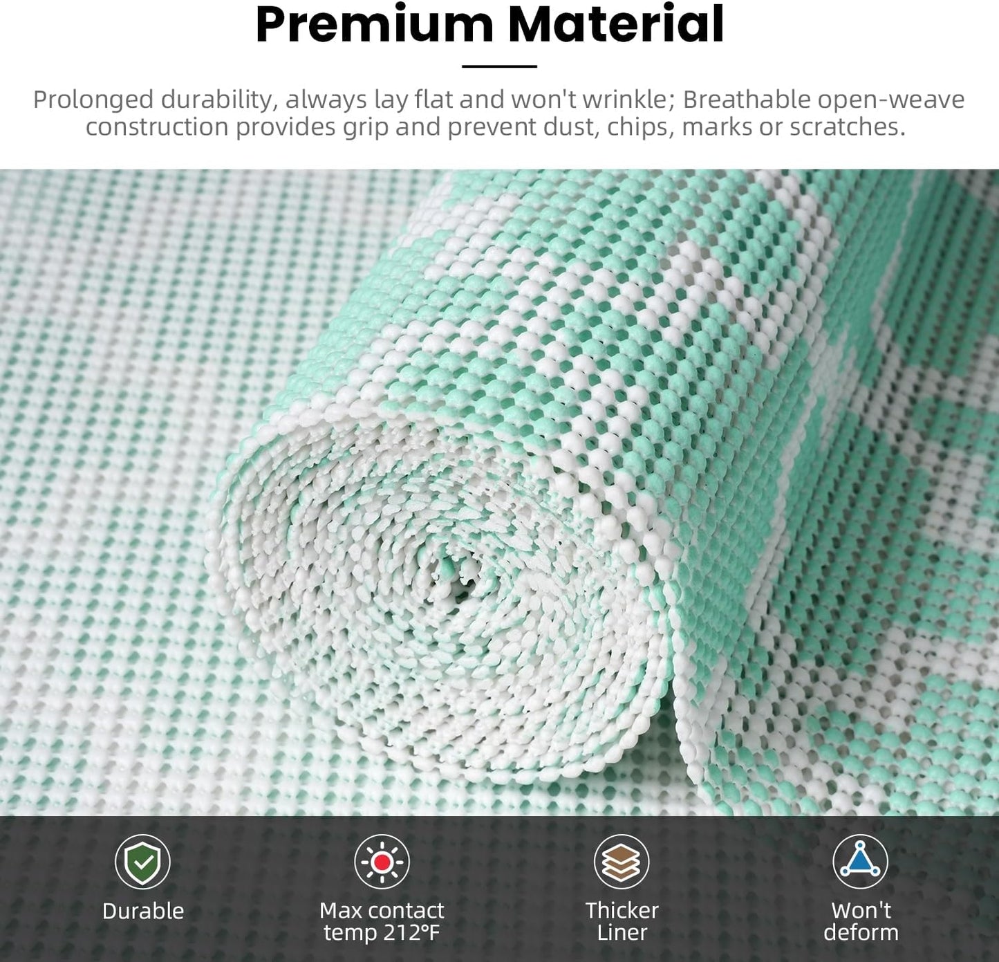 BAGAIL Drawer and Shelf Liner, 17.5 in X 10 Ft Non-Adhesive Shelf Liners for Kitchen Cabinets, Thick Strong Grip Liners for Desk, Shelves, Bathroom Drawers, Cabinet Protection - BlueQuatrefoil