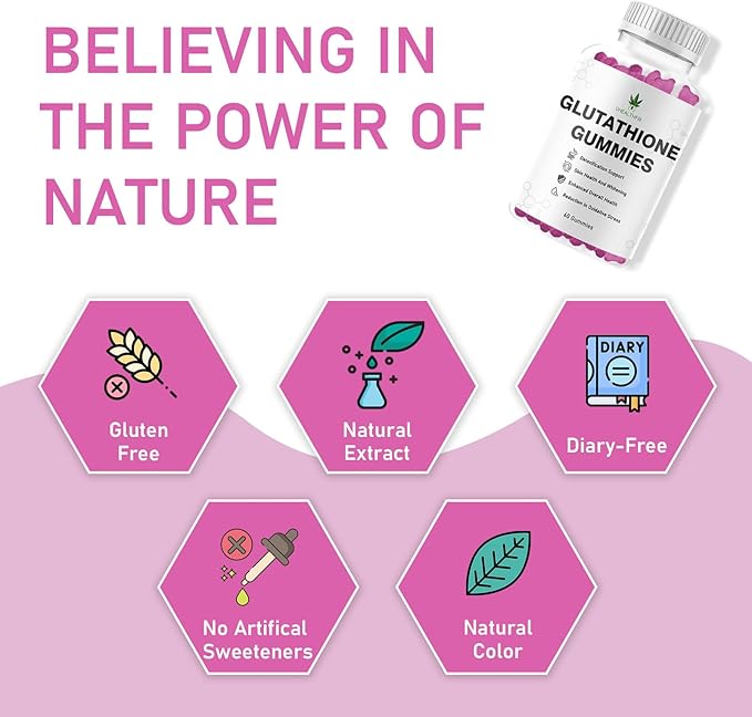 Glutathione Gummies - Skin Whitening Supplement for Women & Men Non-GMO Gluten-Free Glutathione Collagen Glow Gummies for Hair Skin Nails Muscle & Joint (1)