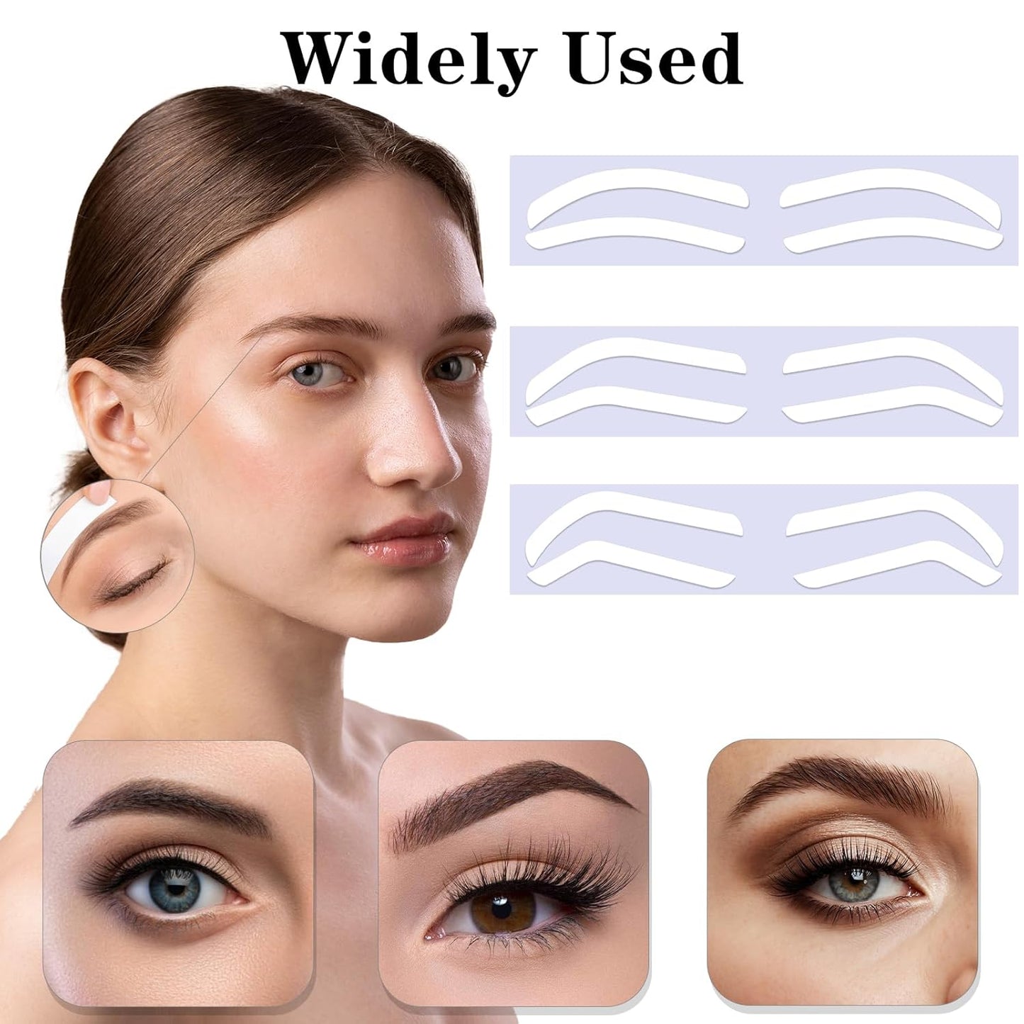 60 Pairs Eye Brow Stencils for Women, 3 Style Disposable 3-Style Eyebrow Stencils for Shaping, Adhesive Templates for Shaping Tinting Airbrush Makeup