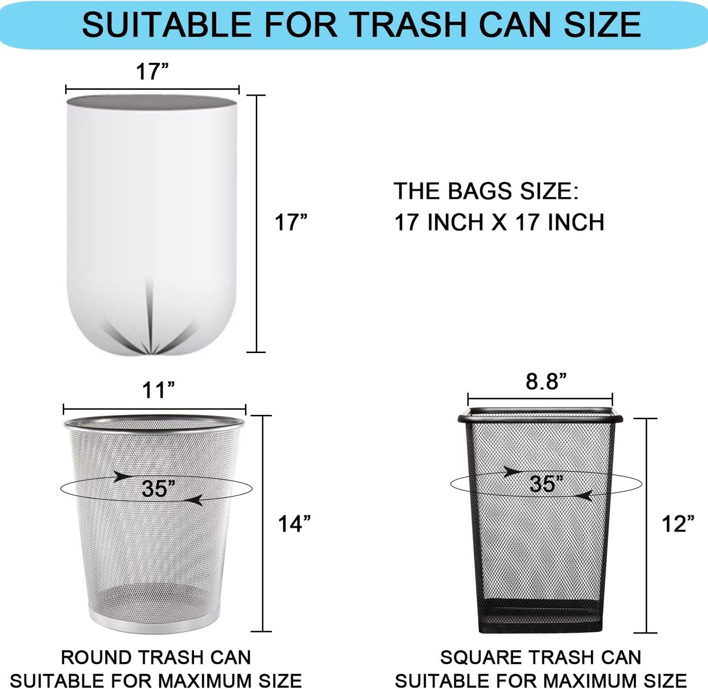 1.2 Gallon Small Trash Bags, 4.5 Liter Trash Can Liners Garbage Bags Wastebaskets Liners for Bathroom, 150 Counts Clear Bags
