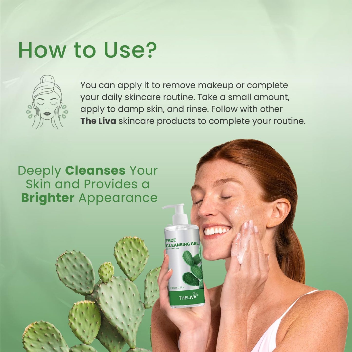 Hydrating Face Wash for Women–Cactus Extract Facial Cleanser–Anti Aging & Gentle Cleanser for Oily Skin–Hydro Boost Gel Texture–Refreshing Daily Wash – 13.5 oz