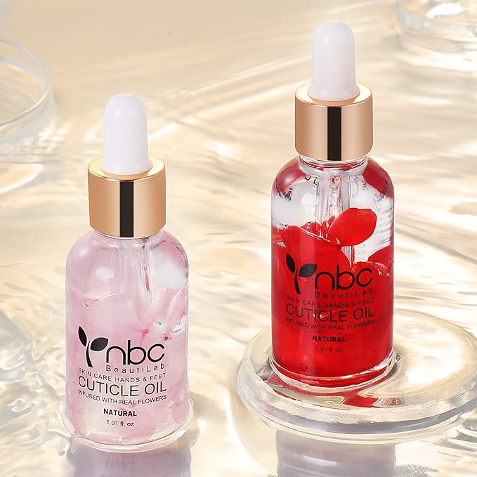Nail Cuticle Oil, 2Pcs 30ml Rose & Strawberry Cuticle Oil Set Nail Growth Oil with Vitamin E, Jojoba Oil Natural Plant Based Cuticle Oil for Nails Smoothing, Nourishing, Moisturizing