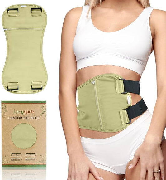 Langsprit Castor Oil Pack Wrap for Liver Detox and Inflammation - Organic