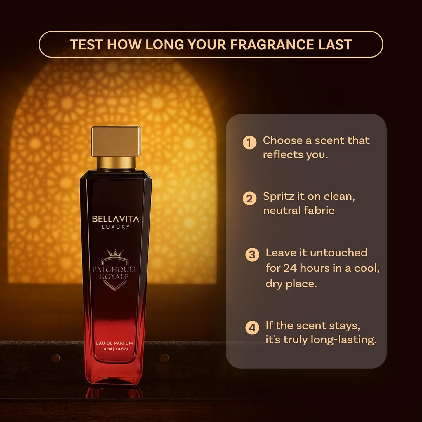 Bella Vita Luxury PATCHOULI ROYAŁE Men's Fragrance | EDP Perfume for Men | Sandalwood Top Note | 100 ml pack | 3.4 Fl. Oz. | Leather and Oriental notes | Gift for Men | Eau de Parfum.