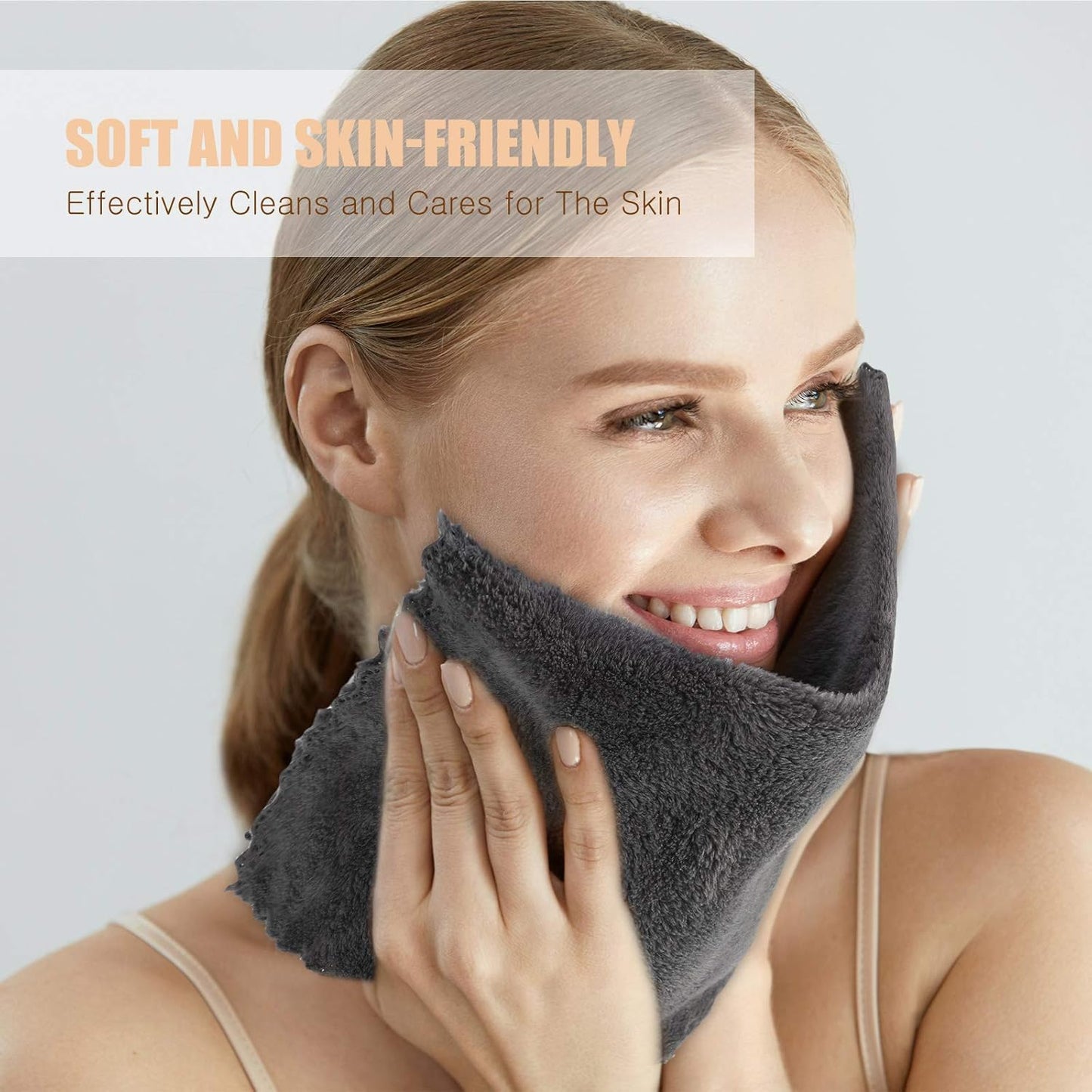 Syhood 12 Pieces Face Wash Cloth 12 x 12 in Makeup Remover Cloths Towel Coral Velvet Facial Microfiber Soft Fast Drying Facial Cleansing Towel for Face(Dark Grey)