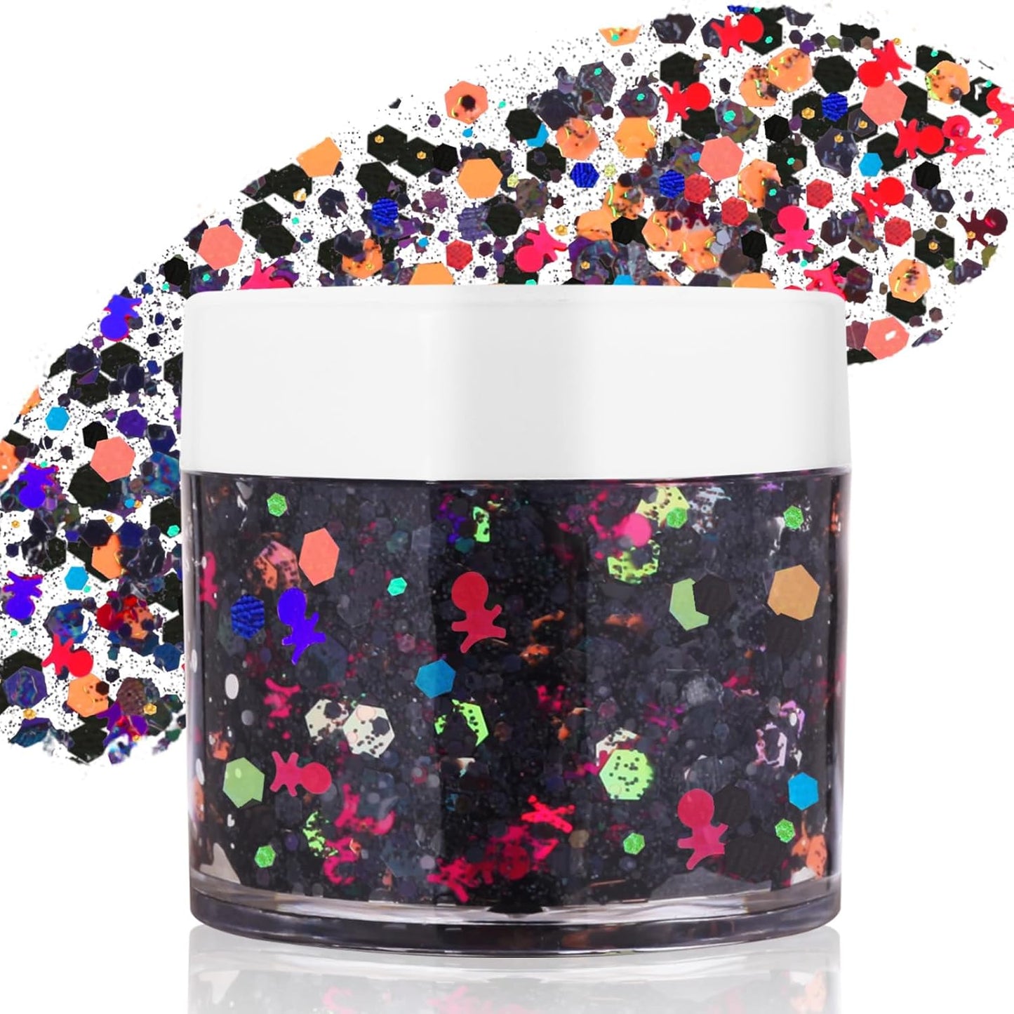 Halloween Black Red Face Glitter Gel,Carnival Festival Rave Accessories Sequins Body Glitter Paint for Hair Lip Eye Clavicle,Singer Concerts Chunky Hair Sparkles for Kids and Women