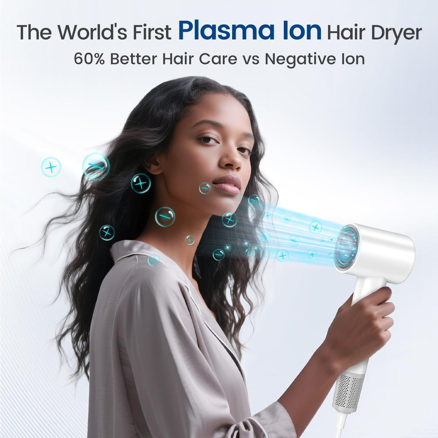 Hair Dryer with 150000 RPM High Speed 1400w Motor for 1-5min Fast Dry, 3 Heat/Cool Wind Level & 49db Low Noise,1.5 Billion Plasma & Industry-Leading Strong Magnetic Nozzle Diffuser Travel Blow Dryer