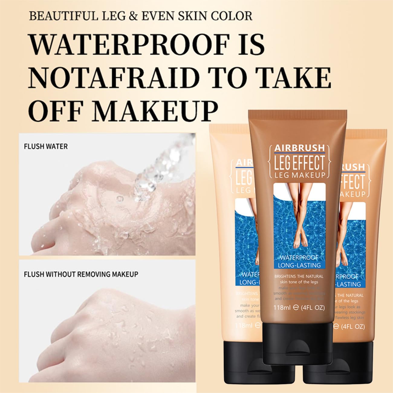 Leg Makeup Waterproof, No Transfer Body Concealer, Coverage for Vein, Scar, Tattoo (#03 Bronze, 1Pc)