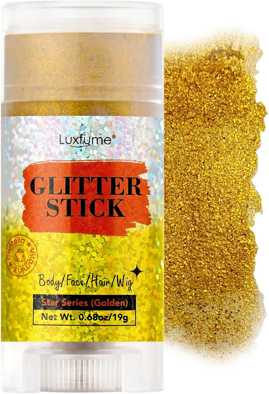 Gold Body Glitter Stick - Face & Hair Glitter Stick for Shimmer & Shine, Long-Lasting Sparkle,Glitter Gel for Hair, Glitter Makeup for Women and Men