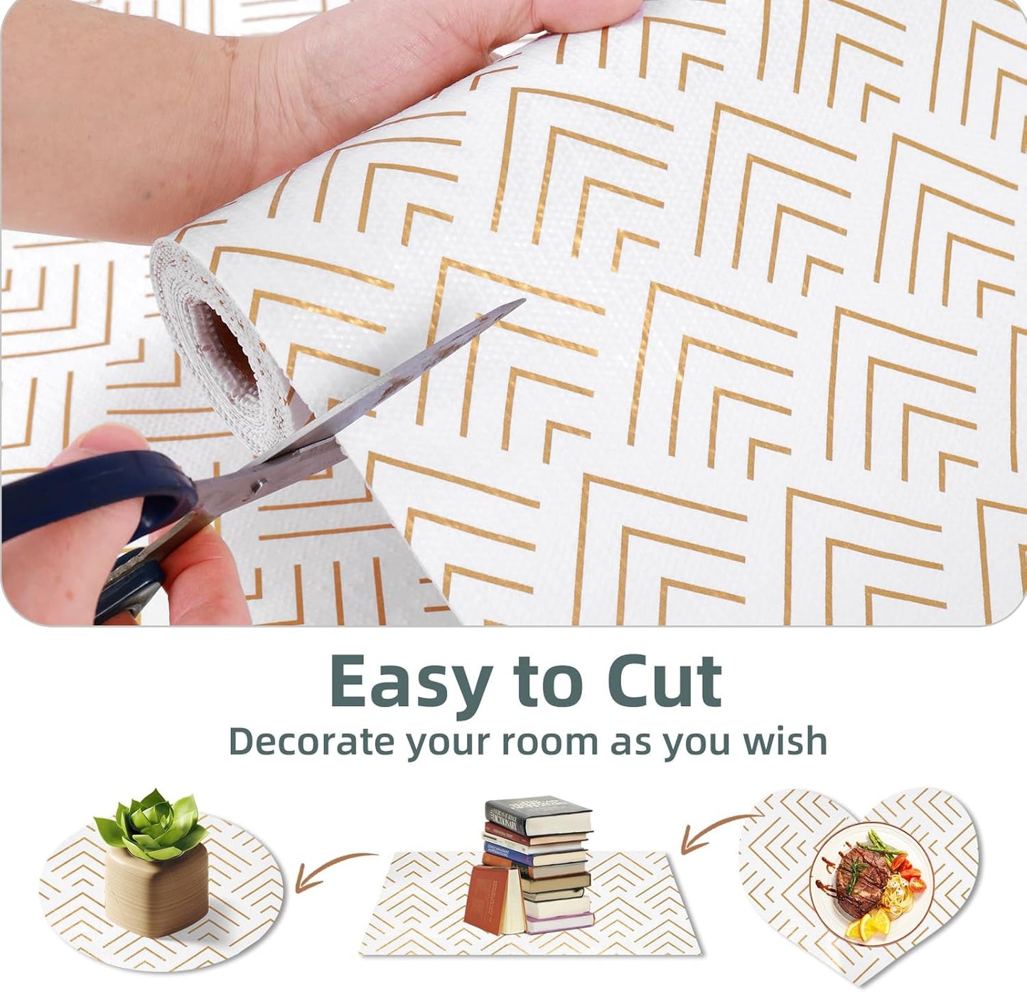 Shelf Liner for Kitchen Cabinets Non Adhesive Drawer Liner Gold Arrow Non-Slip Thickened Shelf Liner Paper Strong Easy to Clean for Tool Box Refrigerator with Knife and Tape Measure 23 inche x 20 feet