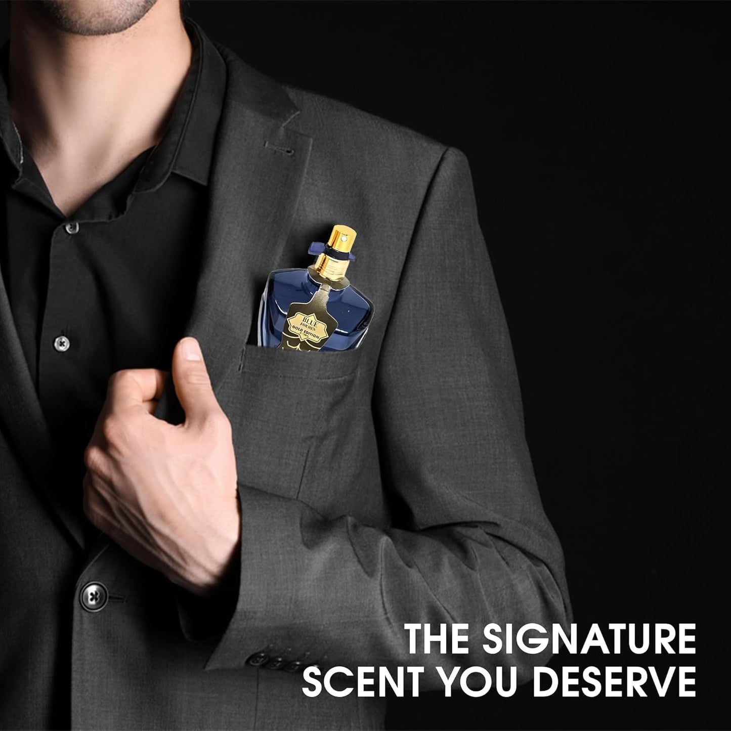 Blue For Men Gold Sensual Woody Fragrance for Men | Long Lasting Cologne Aromatic Scent, Eau de Parfum Natural Spray - Great Holiday Gift, 3.4 Fl Oz/100 Ml