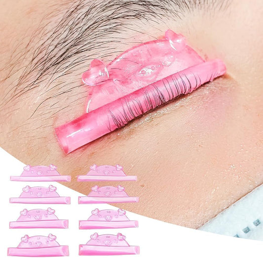 Libeauty Cute Lash Lift Rods, 4 Sizes Eyelash Shields, Reusable Soft Silicone Pads for Eyelash Curling & Lifting, Pink Piggy Shape
