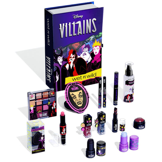 wet n wild Disney Villains PR Box, 14-Piece Makeup & Accessories Collection, Limited Edition Storybook Set, Cruelty-Free