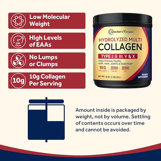 Doctor's Recipes Multi Collagen Peptides Powder 16oz and Multi Collagen Capsules 90 Caps
