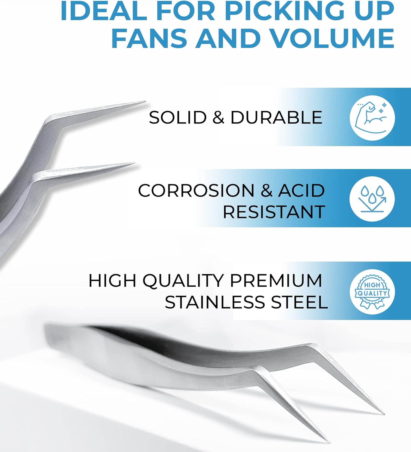 Stacy Lash STL-11 Curved Eyelash Extension Tweezers/Supplies for Classic Extensions & Premade Fans/Precision Tools for Volume False Lashes Application/Beauty Accessories/Eyelashes Tool Applicator