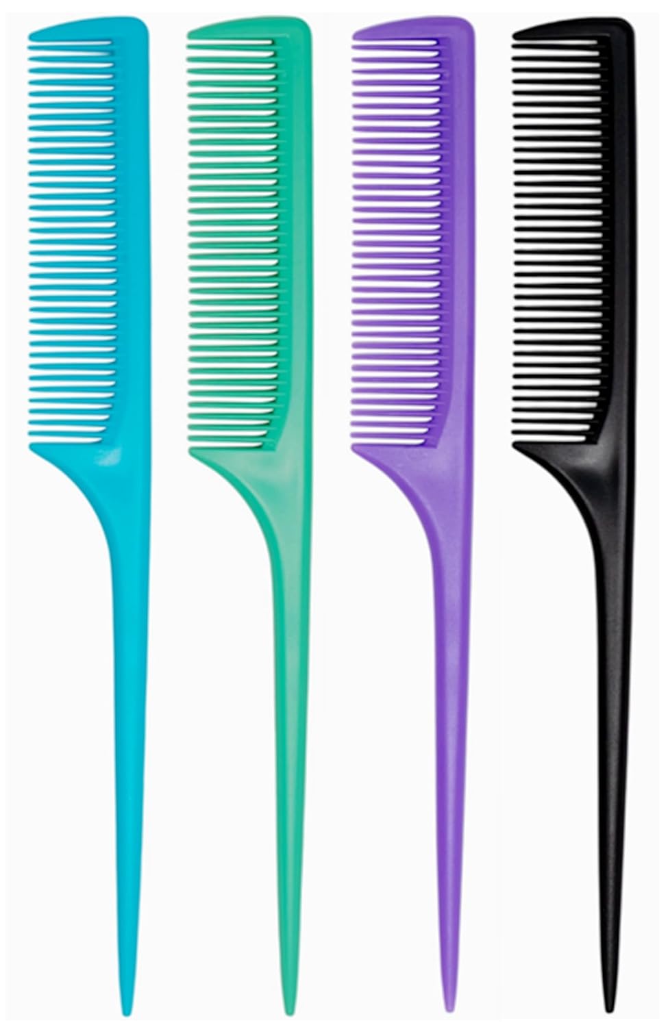 4 Pcs Rattail Combs for Women -Fine Tooth Styling Comb with Ergonomic Handle, Anti-Static Heat-Resistant Professional Hair Parting Tools for Smooth Detangling, Updos & Salon-Perfect Hairstyles.
