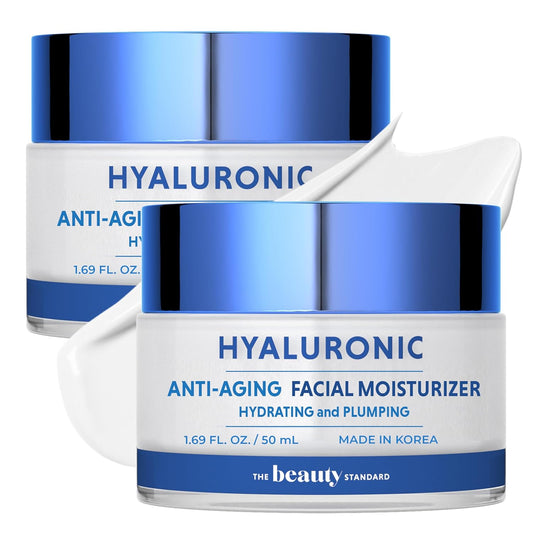 Hyaluronic Acid Daily Face Moisturizer - Anti-Aging, Skin Firming, Hydrating - Dermatologist Tested, Cruelty-Free Korean Skin Care for All Skin Types - 1.69 fl. oz (2 Pack)