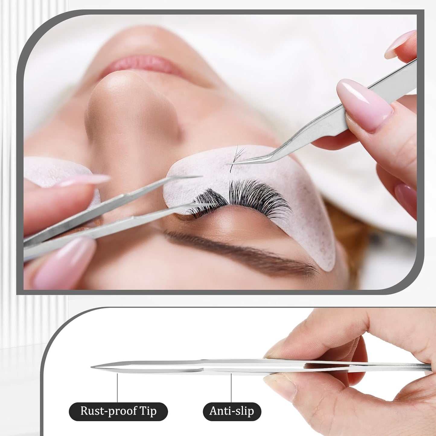 Honoson 9 Pieces Curved Pointed Craft Tweezers Stainless Steel Precision Tweezer with Protective Cover for Rhinestones Dried Flowers Craft Stickers Eyelash Extension Jewelry Making(Silver)