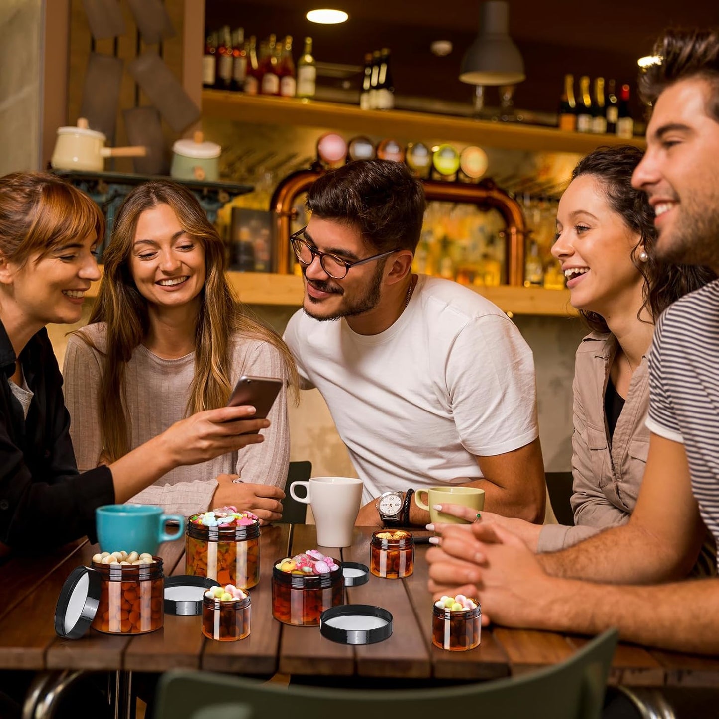 Tanlade 100 Pcs 8/4/2 oz Amber Plastic Cosmetic Jars with Lids Empty Leak Proof Container Refillable Cosmetic Jars Airtight for Cream, Lotion, Powder, Ointment, Beauty Products Travel Storage (Round)