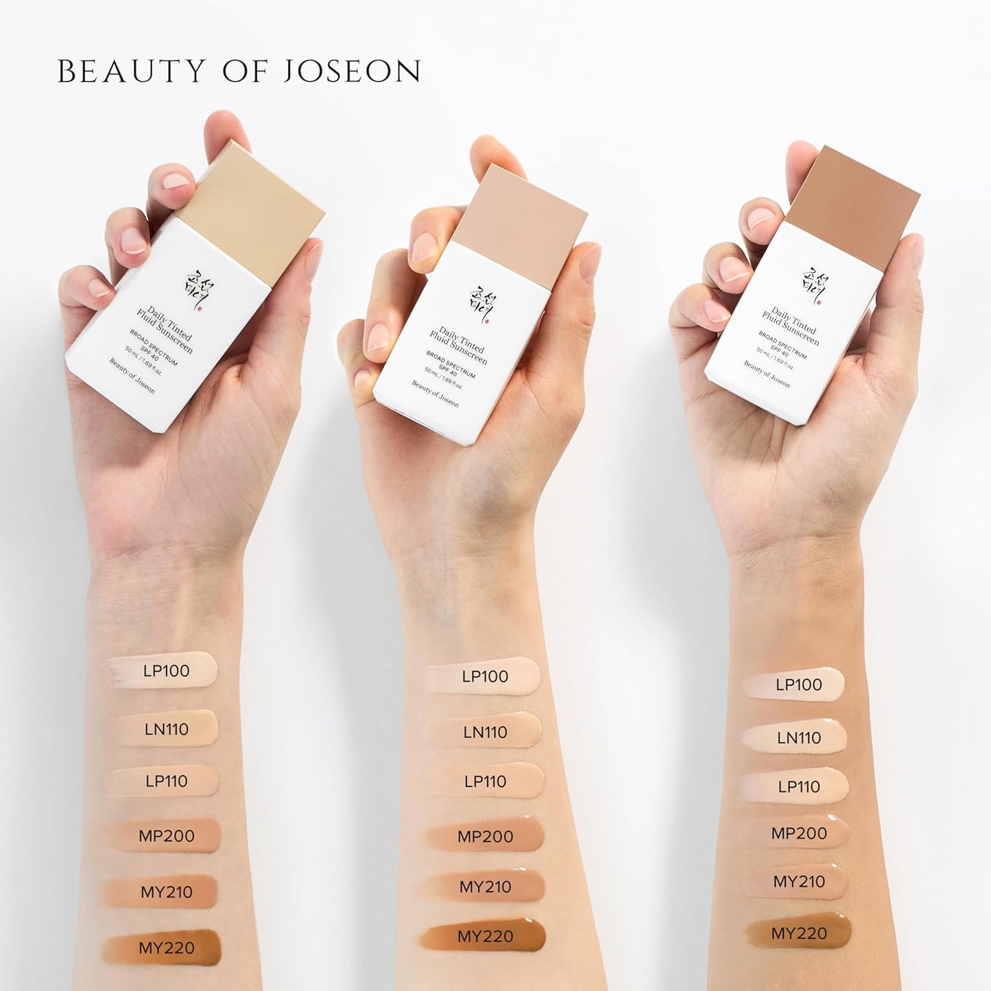 Beauty of Joseon Daily Tinted Fluid Sunscreen 12 Shades for Face Moisturizing Broad Spectrum SPF 40 Korean Skincare 50ml, 1.69 fl.oz #MY220
