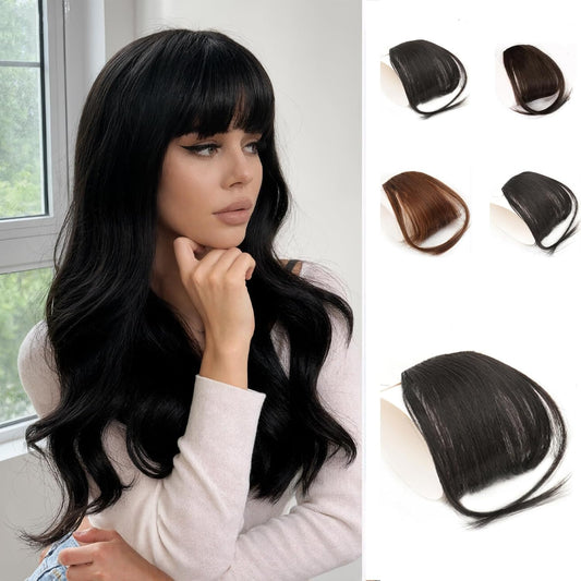 Black Bangs Hair Clip - Temples Wispy Bangs Hair Extensions for Women,Fake Bangs Clip,Clip on Bang for Daily Wear made of Japanese A class synthetic fiber