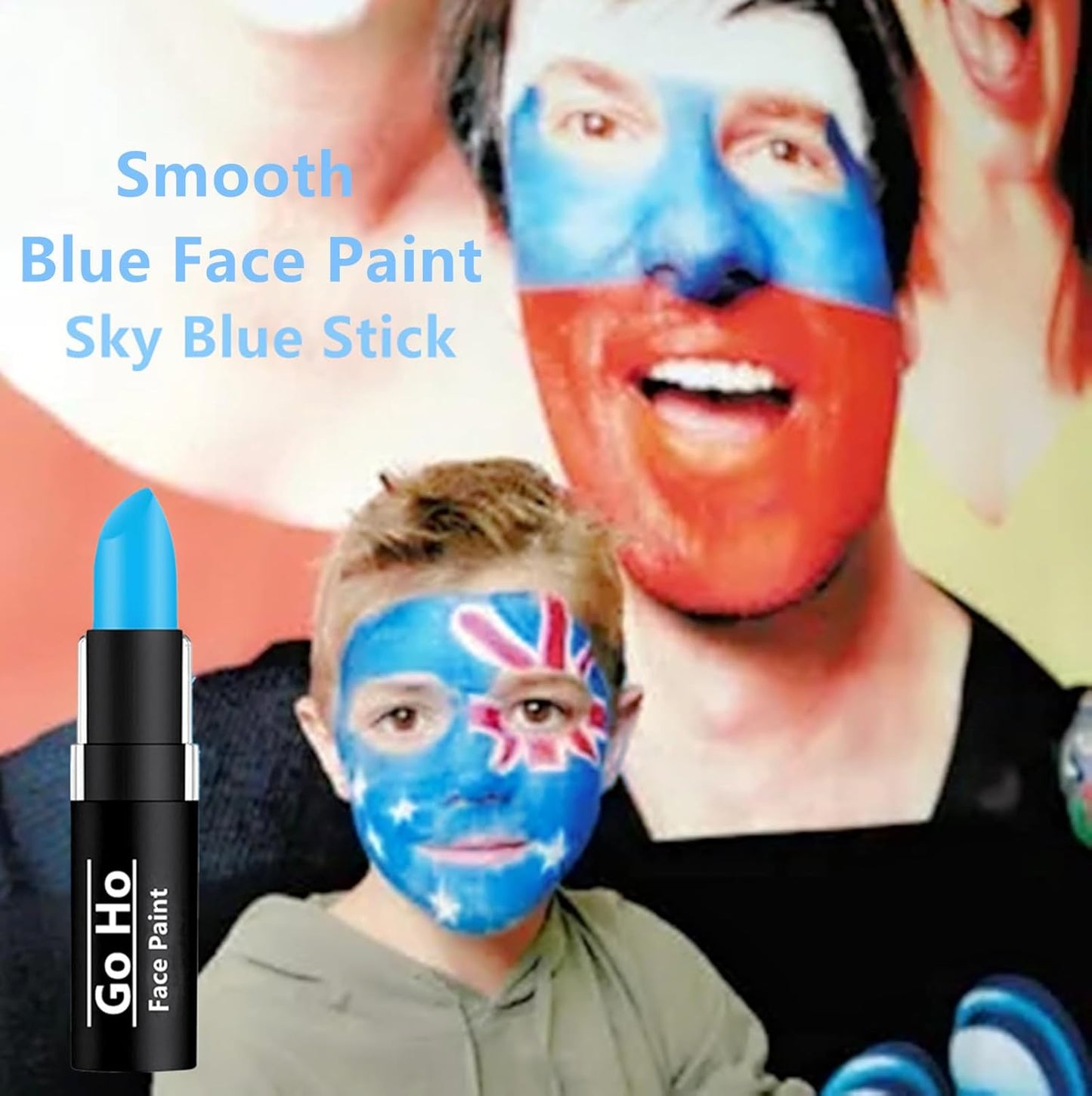Go Ho Makeup Sky Blue Cream-Blendable Stick - Body Paint Professional SFX Makeup,Safe Facepaint Nose&Lip Smacking for Halloween（Sky Blue）