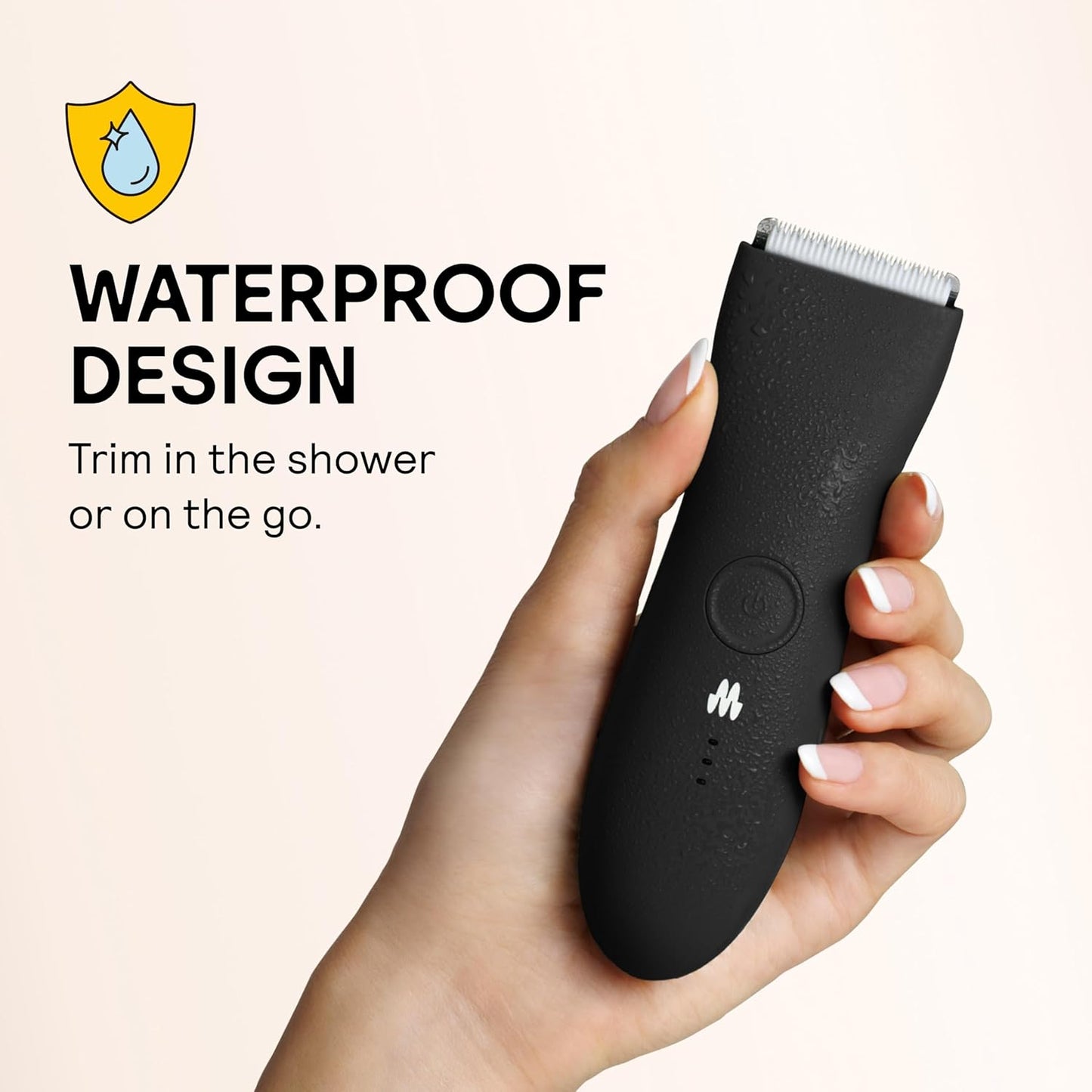 MERIDIAN The Trimmer Original - Body Hair Trimmer for Men, Electric Shaver for Pubic Hair, Chest, Legs & Bikini, Waterproof & Rechargeable, Onyx