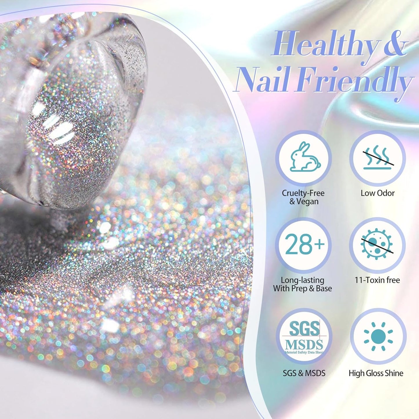 Born Pretty Magnetic Gel Nail Polish Silver Holographic Cat Magnetic Eye Gel Polish Nail Gel Soak Off Nail Art Salon Manicure Collection Gift