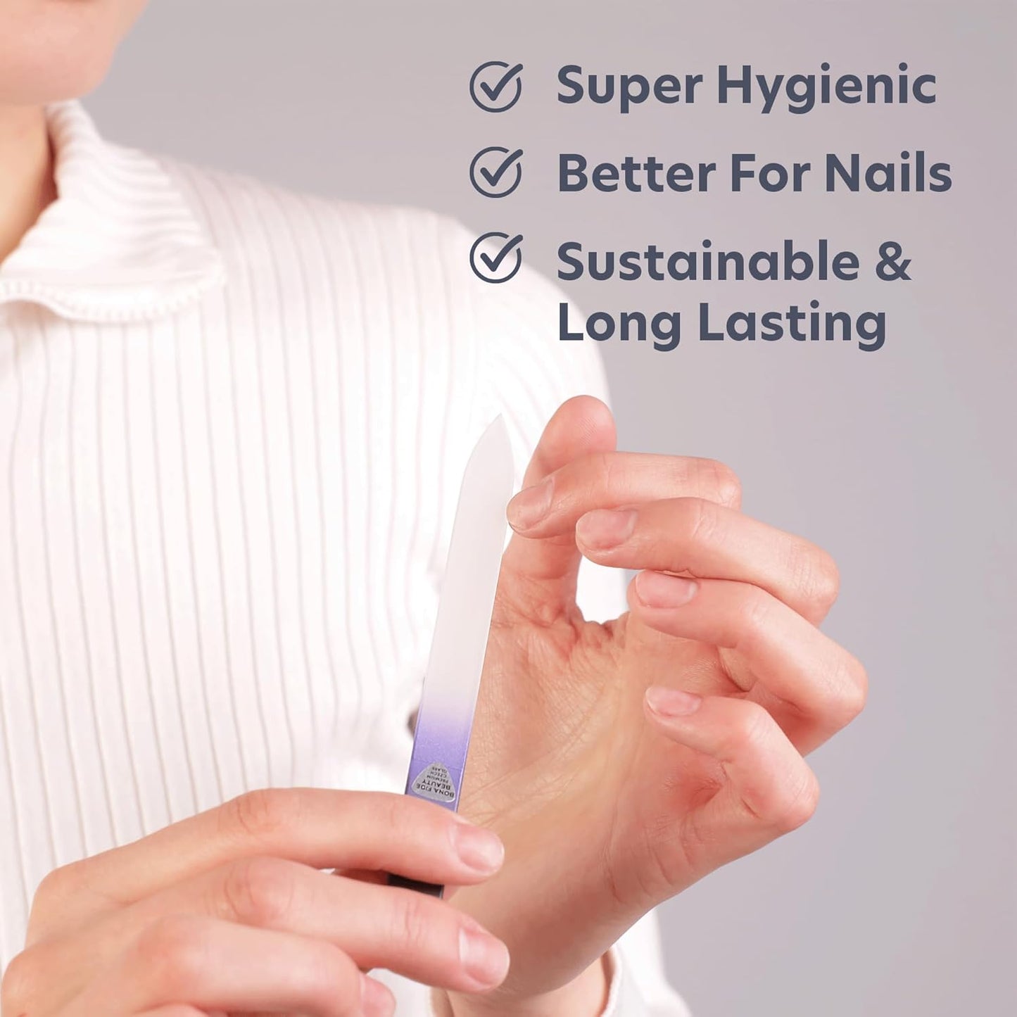 Bona Fide Beauty Glass Nail File with Hardcase, 1Piece Manicure Glass Fingernail Files in Black Cobalt. Made in The EU. Strong Reusable Nail Files