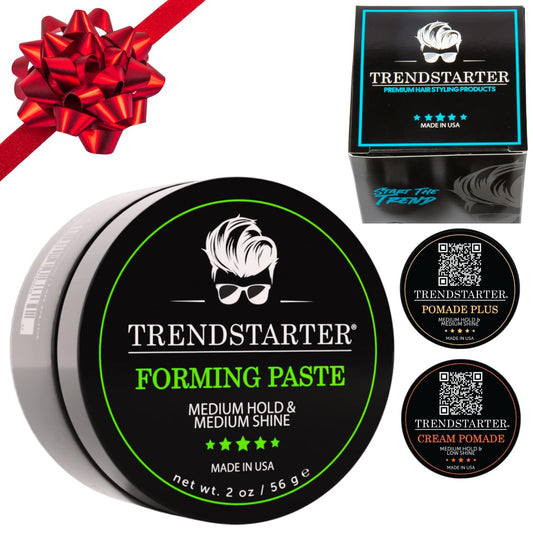TRENDSTARTER - FORMING PASTE 2oz Travel Size with Free Matte Wax (0.25oz) & Forming Paste (0.25oz) Samples - Gift Box Included - Pomade Gift Set