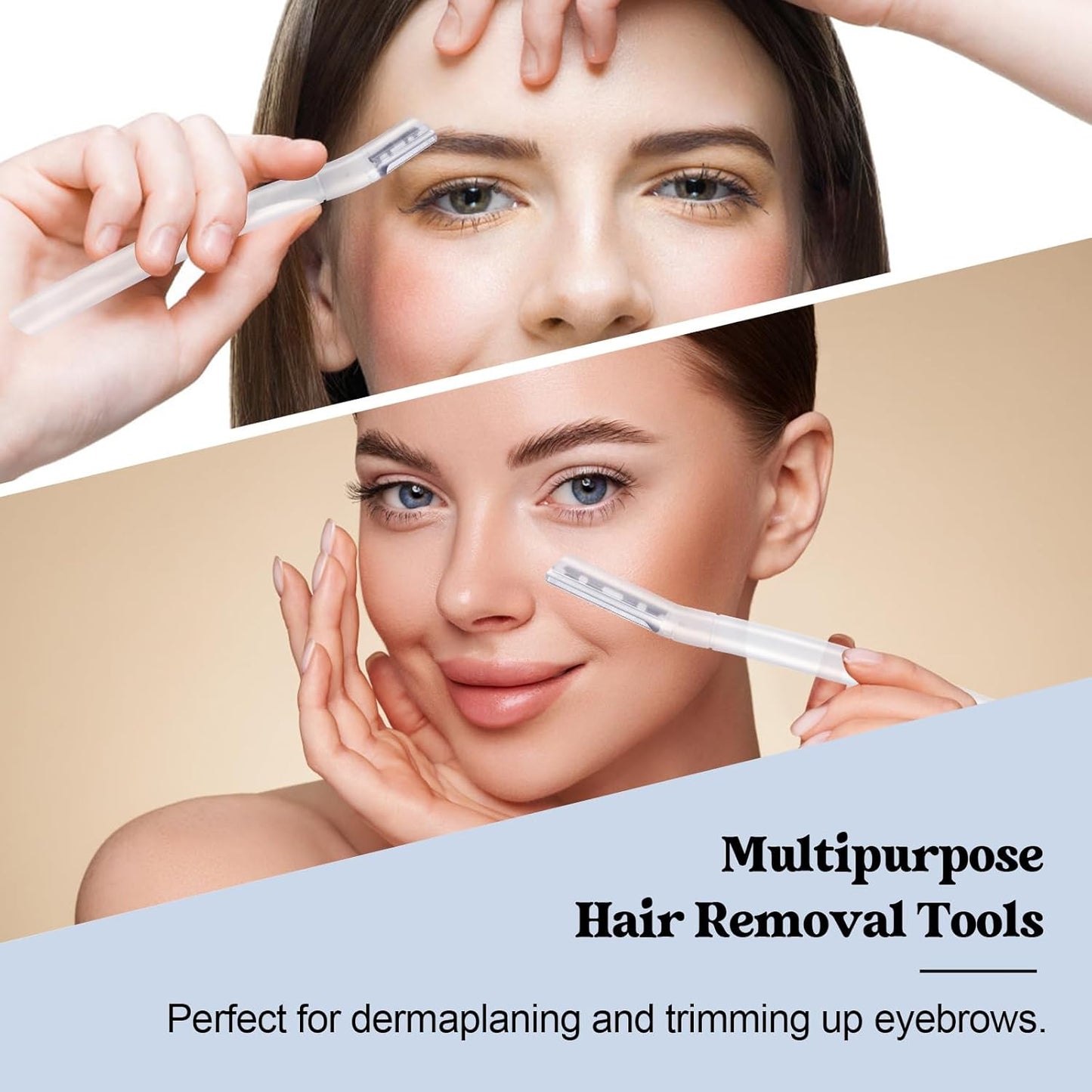 6 PCS Eyebrow Razor Set, Transparent Face Razor for Women and Men, Multipurpose Dermaplaning Tool, Eyebrow Hair Trimmer, Face Shaver with Protective Cover, 3 Pcs Long Handles and 3 Pcs Short Handles