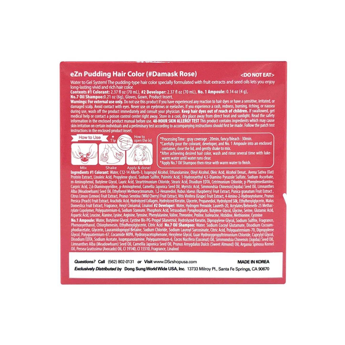 eZn Pudding Hair Dye, Ammonia-Free, Semi-Permanent DIY Korean Hair Dye Color with Keratin, Odorless Gentle for Sensitive Skin No Skin Irritation (Damask Rose)