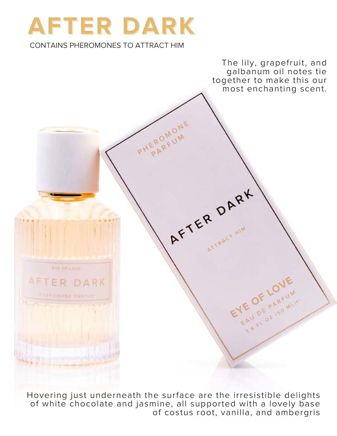 Eye of Love After Dark Pheromone Perfume for Women - Sultry Scent Cologne with Jasmine Vanilla White Chocolate - Long Lasting Plant-Based Fragrances - Bold Scent for Her - 50ml/1.6fl oz