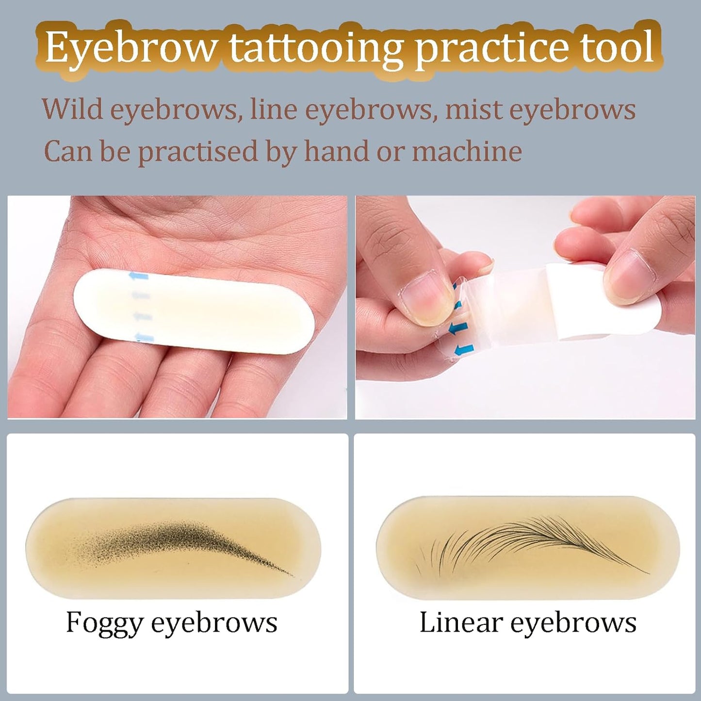 HOINCO 20PCS Eyebrow Practice Tattoo Supplies Fake Skin BrowAid Practice Bandage PMU Silicone Eyebrow Tattoo Conversion Sticker.