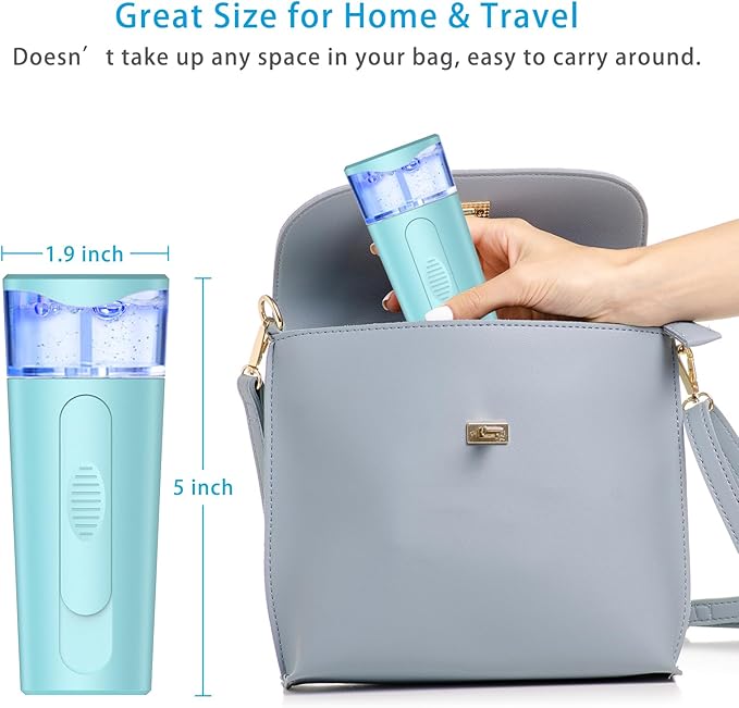 Nano Face Mister, Facial Steamer, USB Rechargeable Cool Mist Sprayer, 40ml Visual Water Tank, Face Mist for Eyelash Extensions, Facial Deep Cleaning, Makeup (Blue)