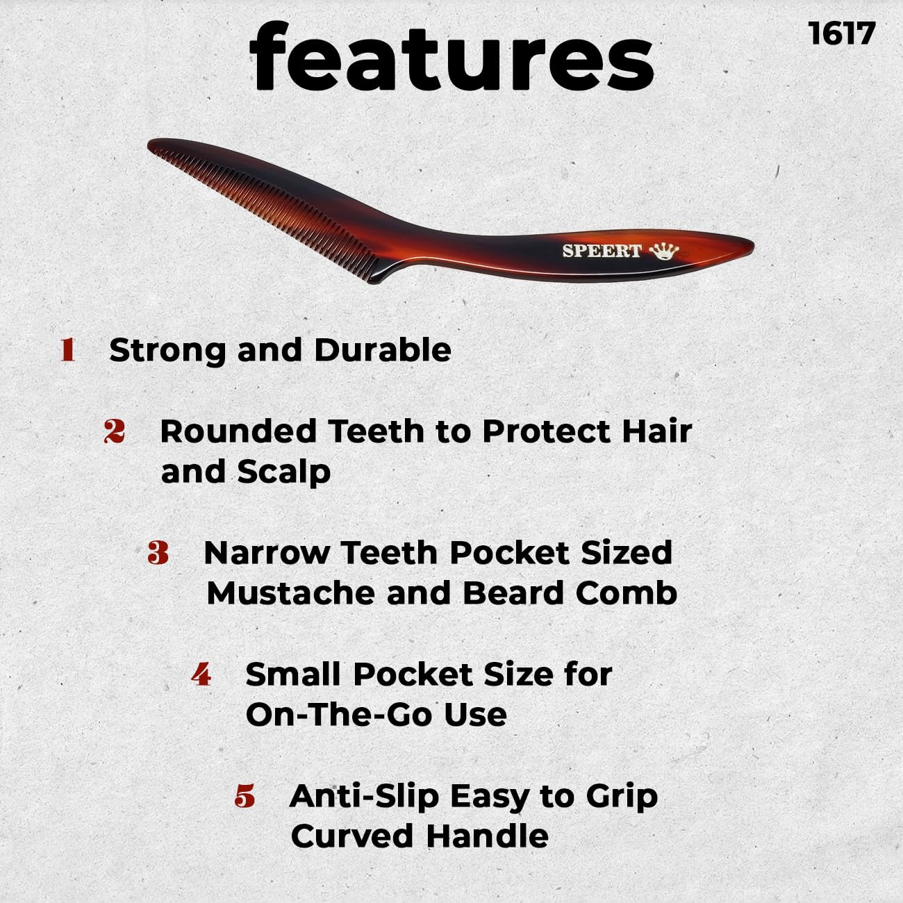 #1617 Handmade Narrow Tooth Mustache Beard Comb Small Tortoise Havana Acetate Thick Coarse Fine Short Pocket Sized Facial Hair Grooming Tangle Free Beard Straightener Growth Care Styling Wet