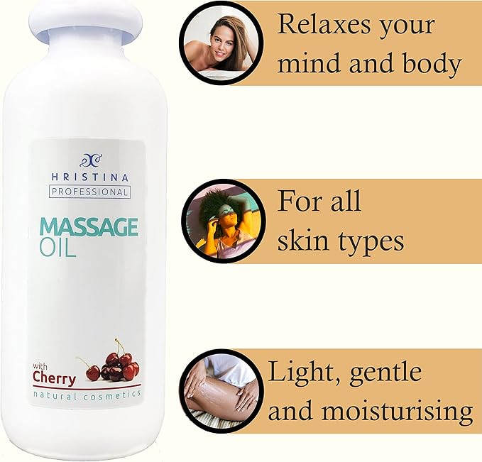 Massage Oil with Cherry Scent for Relaxing, Body Massage, Skin Care | Infused with Grape Seed, Sesame and Almond Oil | Sensual Massage Lotion moisturising for Massage,500ml
