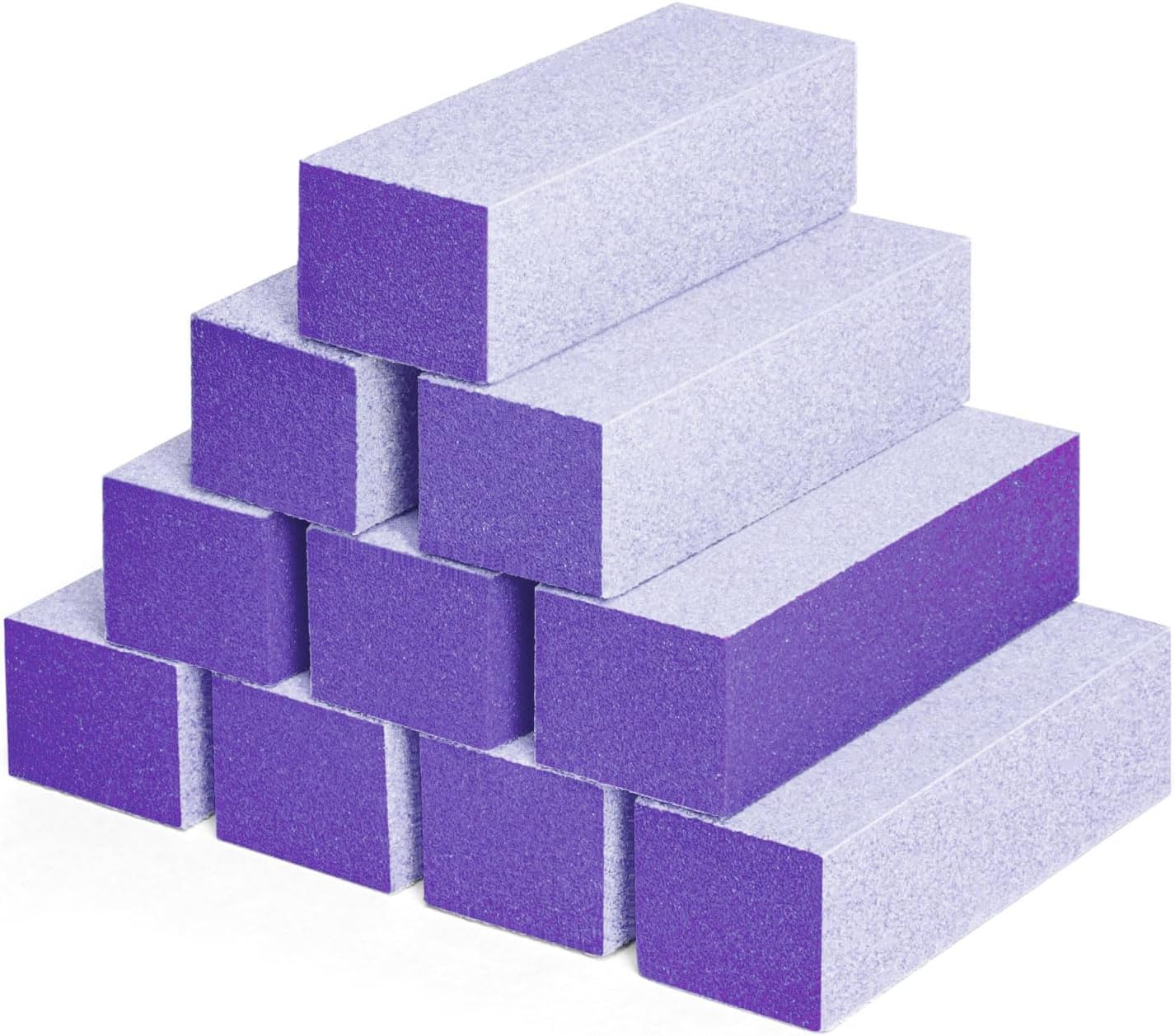 Nail Buffer Block, Coarse Grit 80/80/100, 3.5" Long, 3 Way Buff for Acrylic Nail Gel Polish Nail, Pedicure, Manicure 10 Count, Purple