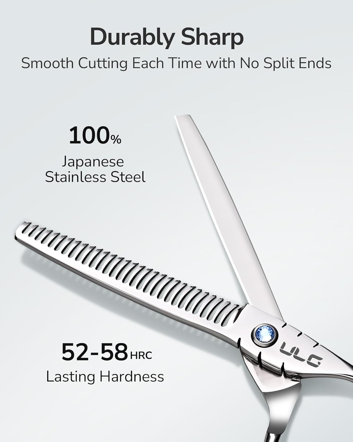 ULG Hair Thinning Scissors 6.7” Shark Series 100% Japanese Stainless Steel, Offset Handle, 30 Deer-Tooth Thinner 35% Hair Removal, Professional Barber Layering Shears for Salon & Home Hair Styling