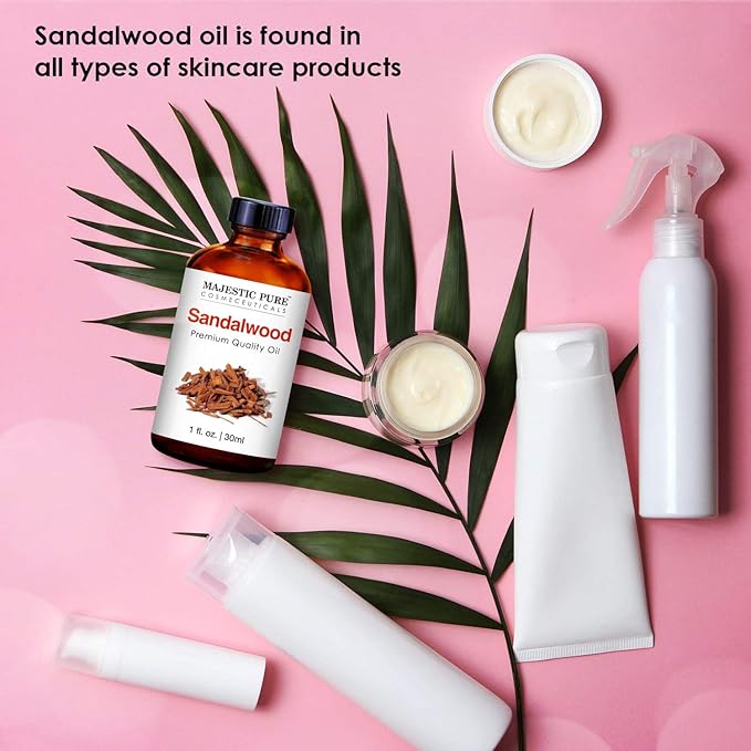 MAJESTIC PURE Sandalwood Essential Oil | 100% Pure and Natural Sandalwood Oil | Premium Grade Essential Oils for Hair Care, Home Diffusers, Skin, Aromatherapy, Massage and Humidifiers | 1 Fl Oz