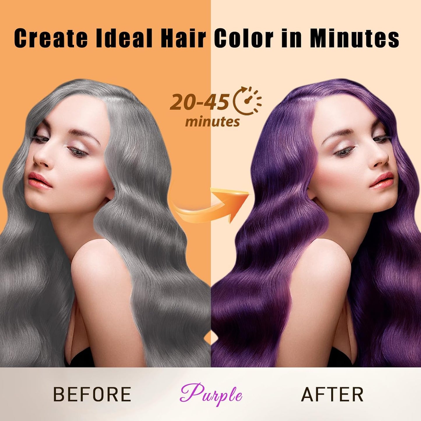 Hair Dye Shampoo 3 in 1, Long-Lasting Hair Color Shampoo with Herbal Ingredients, Instant Natural Color, Easy Application at home for Women Men 16.9 Fl Oz (Purple)