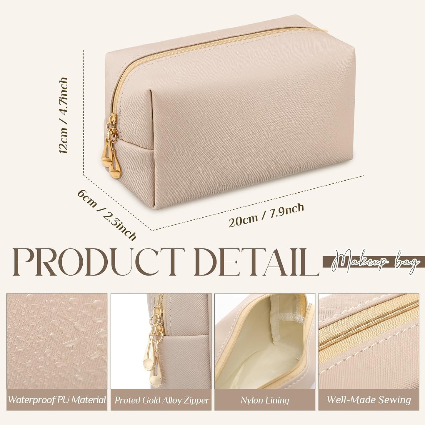 Kigeli 15 Pcs Aesthetic Makeup Bags PU Leather Cosmetic Pouches Waterproof Plain Toiletry Bags Makeup Pouches Bulk for Women Party Gift Travel Storage Organizer (Nude Color)