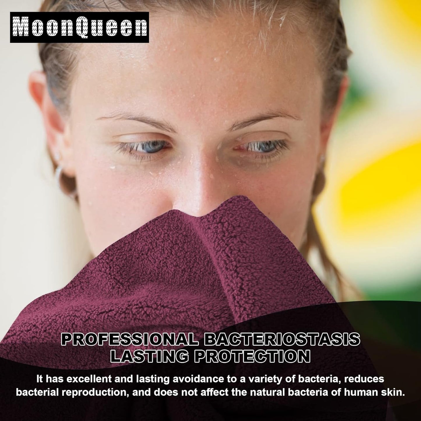 MOONQUEEN Microfiber Facial Cloths Fast Drying Washcloth 12 Pack - Premium Soft Makeup Remover Cloths - Burgundy
