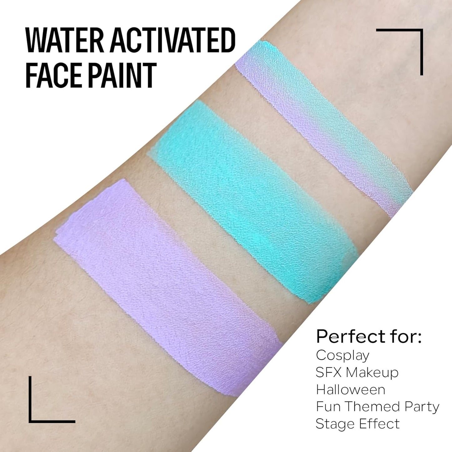 Purple Cyan Face Body Paint Makeup Foundation 30 g, Water Activated Cream to Powder Face Body Paint Makeup for Halloween Costume Cosplay Theater Stage Dress-Up Makeup,Matte Finish Non Toxic
