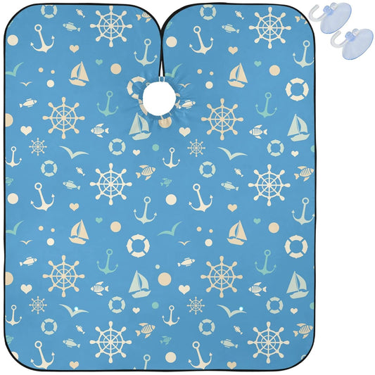 visesunny Barber Cape Sea Pattern Polyester Hair Cutting Salon Cape Apron Anti-Static Haircut Water-Resistant Shaving Cloth Beard Shaving Bib Hairdressing Cape