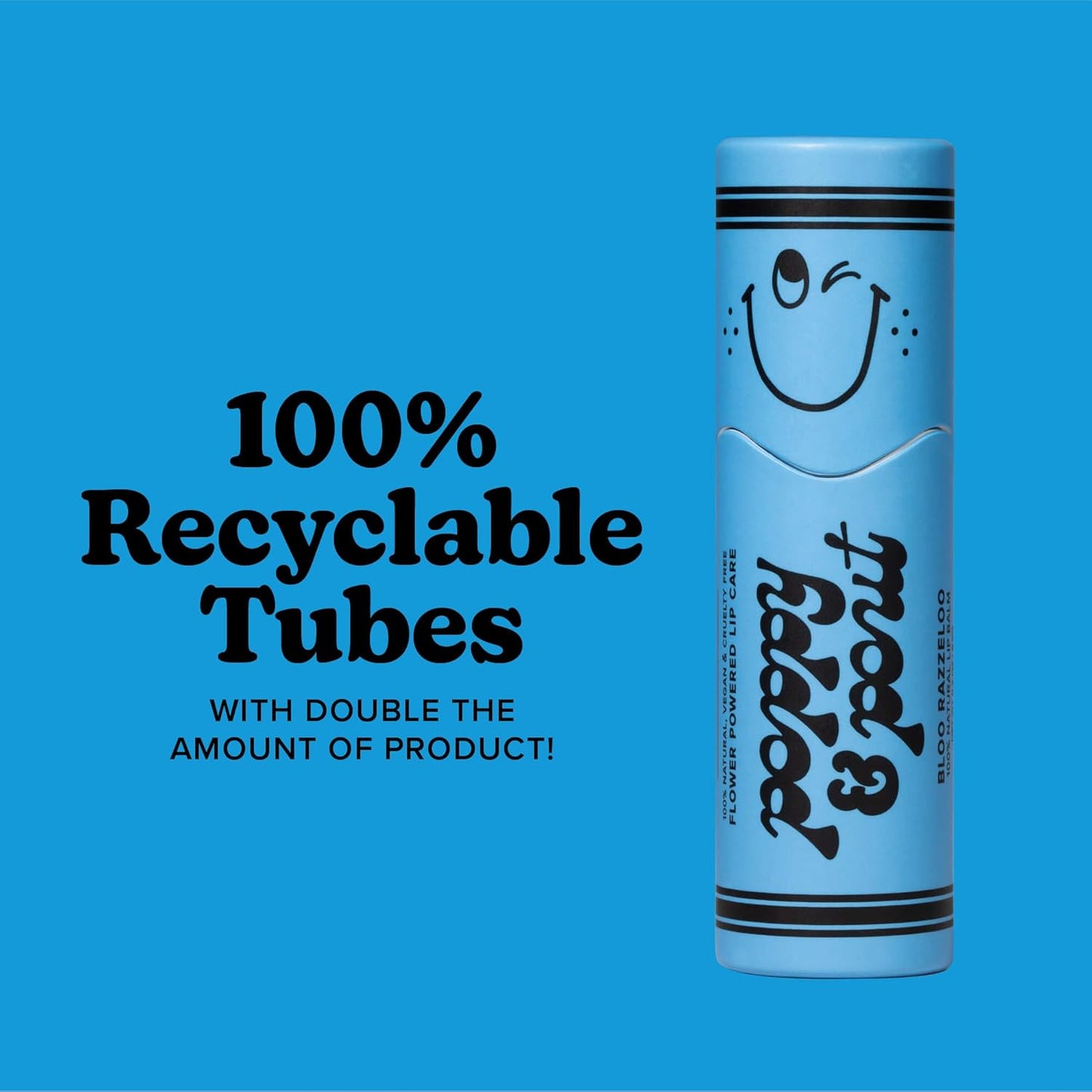 Poppy & Pout Kids Jumbo Lip Balm | All Natural Lip Balms & Moisturizers | Hydrates with Beeswax, Vitamin E, Organic Coconut Oil | Cruelty-Free | Lip Balm in Recyclable Cardboard Tube (Bloo Razzeloo)